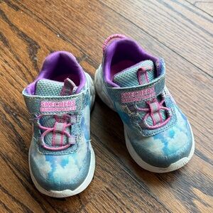 Skechers Kids Rainbow Racer Blue and Pink Sneakers